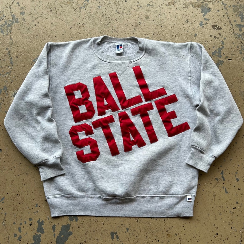 Vintage 90s Russell Athletic Ball State Sweatshirt XL Gray USA